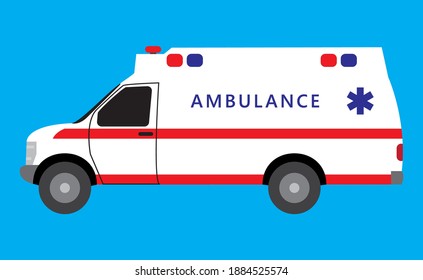 Diseño plano Auto de ambulancia. Ilustración vectorial