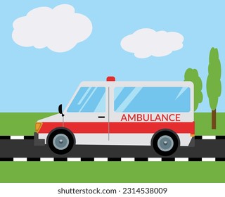 flat design ambulance car vector