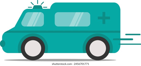 Flat design ambulance with green color