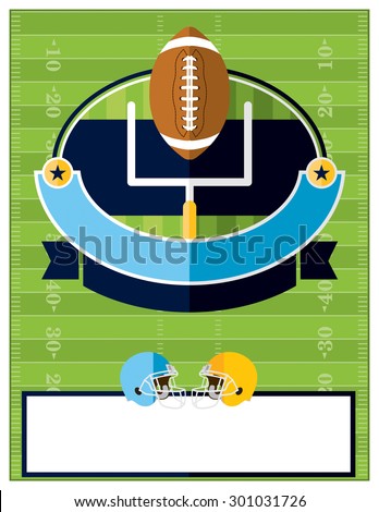 A flat design American Football flyer, invitation, or poster. Room for copy. Vector EPS 10.