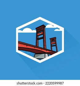 Flat Design of Ampera Bridge, can be used as Sticker, Logo, and Poster svg
