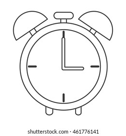 flat design analog alarm clock icon vector illustration