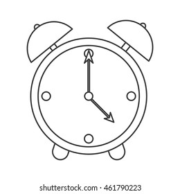 flat design analog alarm clock icon vector illustration