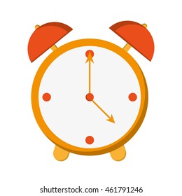 flat design analog alarm clock icon vector illustration