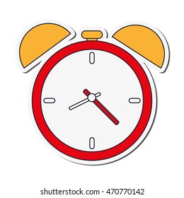 flat design analog alarm clock icon vector illustration