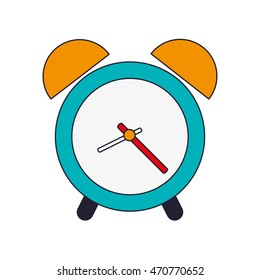 flat design analog alarm clock icon vector illustration