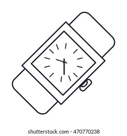flat design analog wristwatch icon vector illustration