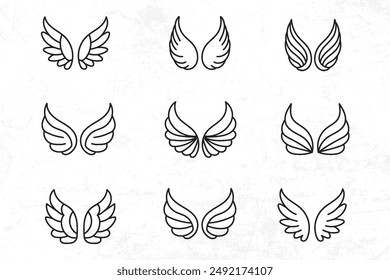 Flat design angel wings silhouette vector design element
