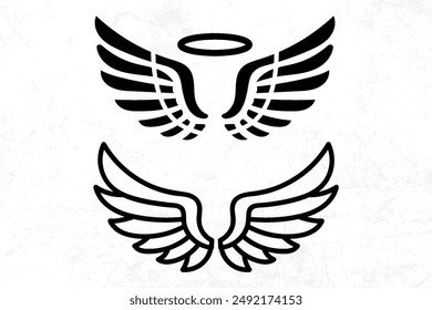Flat design angel wings silhouette vector design element