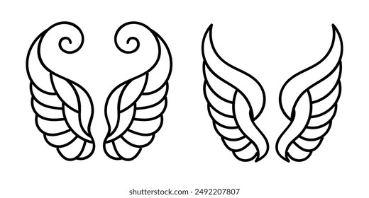 Flat design angel wings silhouette vector design element