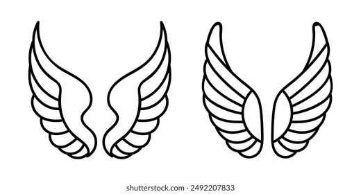 Flat design angel wings silhouette vector design element