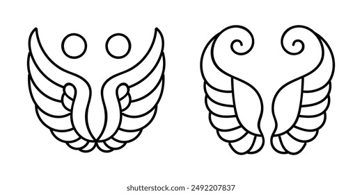 Flat design angel wings silhouette vector design element