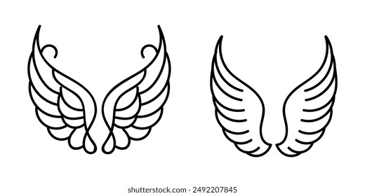 Flat design angel wings silhouette vector design element