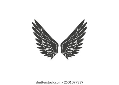 Flat design angel wings silhouette editable vector background