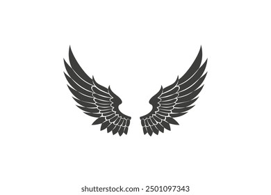 Flat design angel wings silhouette editable vector background