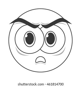 flat design angry face emoticon icon vector illustration