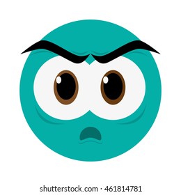 flat design angry face emoticon icon vector illustration