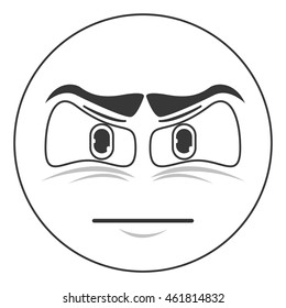 flat design angry face emoticon icon vector illustration