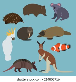 Flat design animals of Australia