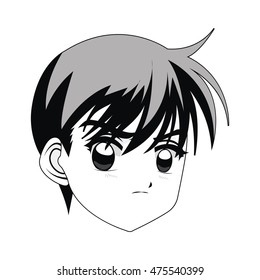 flat design anime style boy icon vector illustration