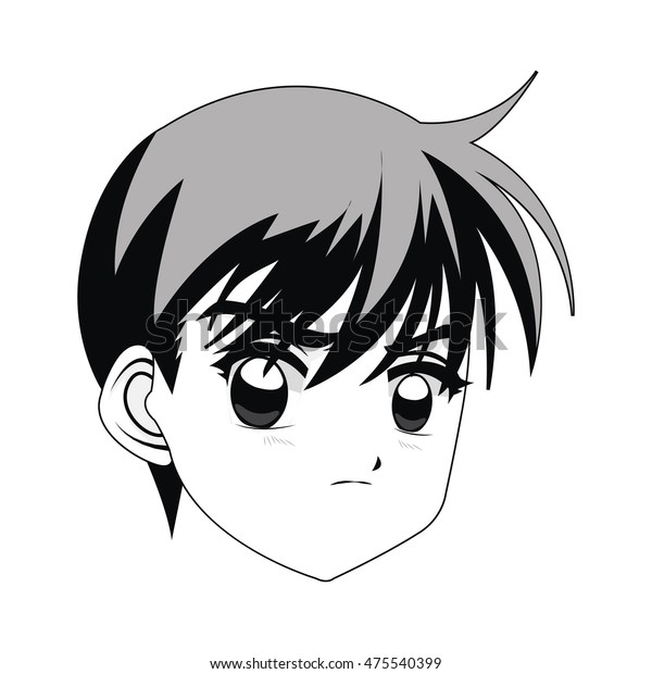 Flat Design Anime Style Boy Icon Stock Vector Royalty Free 475540399