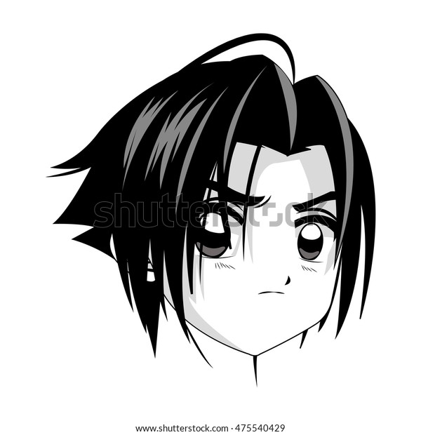 Flat Design Anime Style Boy Icon Stock Vector Royalty Free 475540429