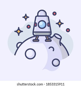 Flat Design apollo landing on the moon Vector Premium EPS10