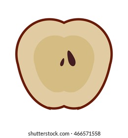 flat design apple half icon vector illustration