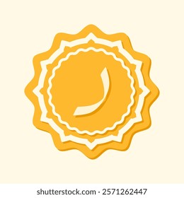 A flat design Arabic letter icon featuring decorative yellow elements. Perfect for Islamic educational materials, religious projects, or typography design