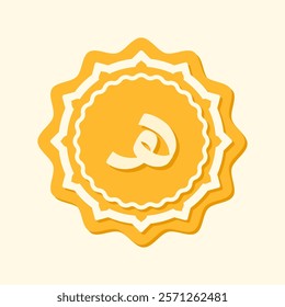 A flat design Arabic letter icon featuring decorative yellow elements. Perfect for Islamic educational materials, religious projects, or typography design