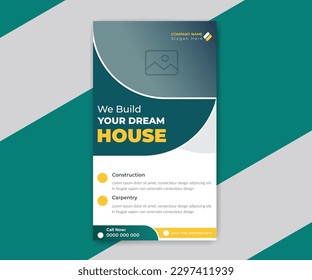 Flat design architecture project online web banner stories design template