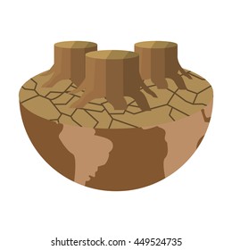 flat design arid planet earth icon vector illustration