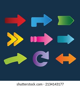 Flat design arrow collection set vector, Colorful arrow set vector