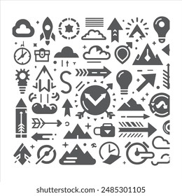 Silueta de colección de flecha de diseño plano