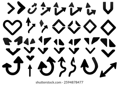 Flat Design Arrow Icons - Black Vector Set