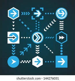 Flat design arrow icons and design elements vector set for mobile apps, web, and UI.