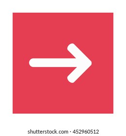 flat design arrow pointing right inside square icon vector illustration