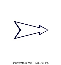Flat design arrow vector icon for navigation and media player.