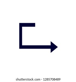 Flat design arrow vector icon for navigation and media player.