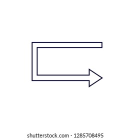 Flat design arrow vector icon for navigation and media player.