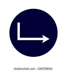 Flat design arrow vector icon for navigation and media player.