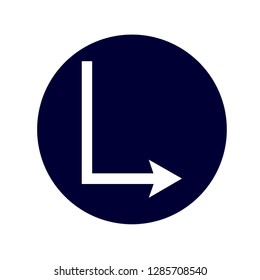 Flat design arrow vector icon for navigation and media player.