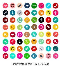 Flat Design Arrows Set in Colorful Circles - Vector
