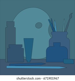 Flat design art supplies 
