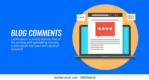 Flat design artwork for blog comments, blog with comment bubble vector