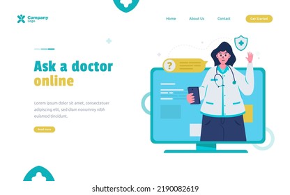 Flat design ask doctor online, Medicare illustration concept