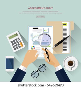 Flat design. Assessment audit concept vector illustration.