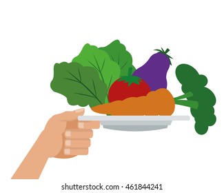 flat design assorted vegetables icon vector illustration