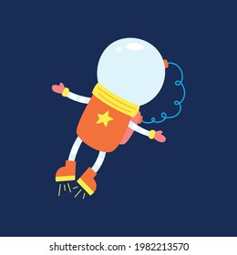 Flat design, Astronaut floats in space, Vector illustration, Infographic element.