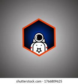 flat design of astronaut in hexagon frame